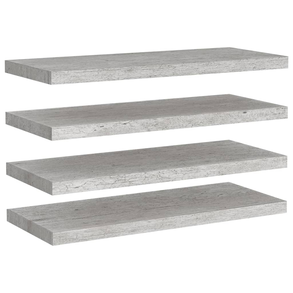 vidaXL Plovoucí nástěnné police 4 ks betonově šedé 80x23,5x3,8 cm MDF