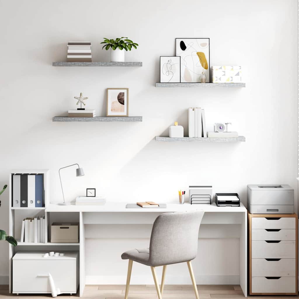 Thumbnail - vidaXL Schweberegale 4 Stk. Betongrau 80x23,5x3,8 cm MDF