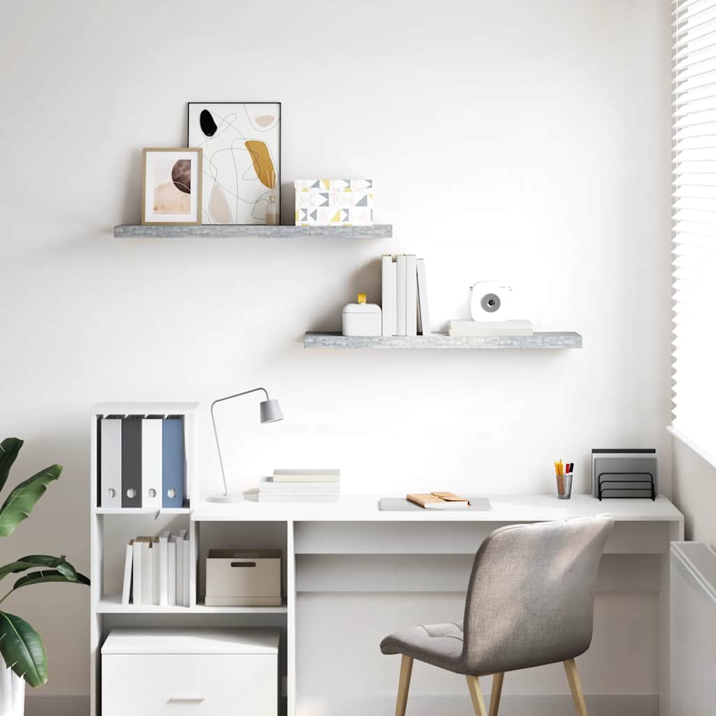 Thumbnail - vidaXL Schweberegale 2 Stk. Betongrau 90x23,5x3,8 cm MDF