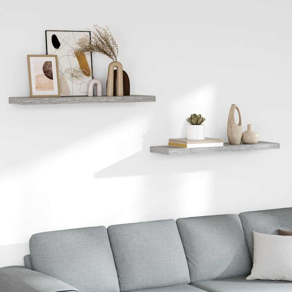 vidaXL Rafturi perete suspendate 2 buc. gri beton 90x23,5x3,8 cm MDF