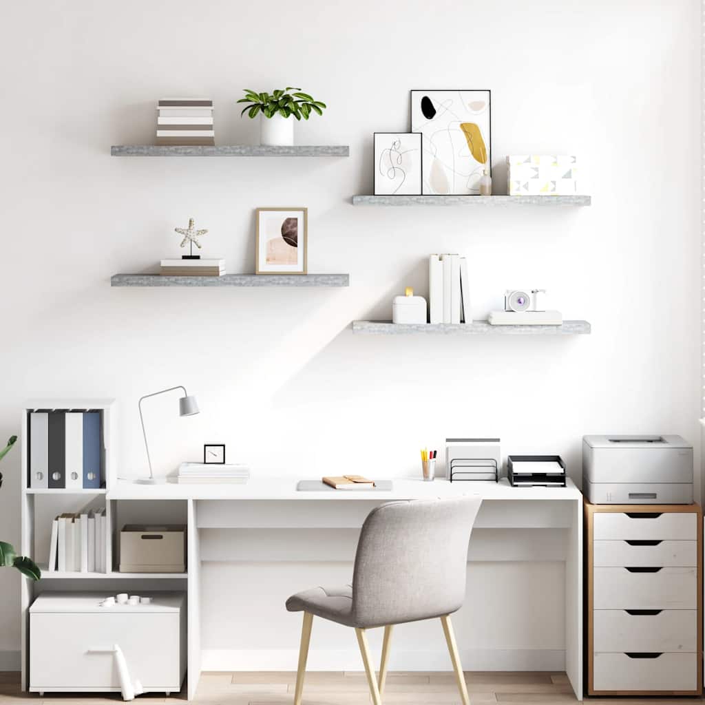 Thumbnail - vidaXL Schweberegale 4 Stk. Betongrau 90x23,5x3,8 cm MDF