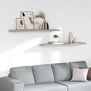 Stenske police 2 kosa betonsko sive 120x23,5x3,8 cm MDF