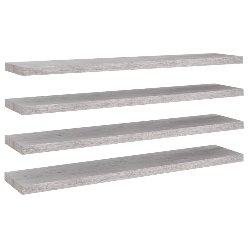 

vidaXL Floating Wall Shelves 4 pcs Concrete Gray 47.2"x9.3"x1.5" MDF