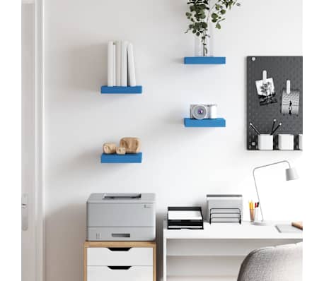 vidaXL Pakabinamos lentynos, 4vnt., mėlynos, 23x23,5x3,8cm, MDF