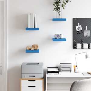 vidaXL Pakabinamos lentynos, 4vnt., mėlynos, 23x23,5x3,8cm, MDF