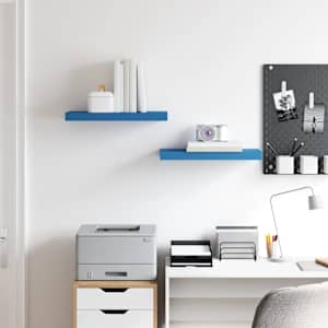 vidaXL Pakabinamos sieninės lentynos, 2vnt., mėlynos, 50x23x3,8cm, MDF