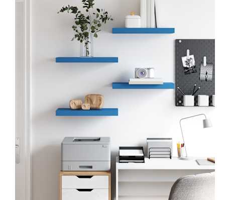 vidaXL P&oacute;łki ścienne, 4 szt., niebieskie, 50x23x3,8 cm, MDF