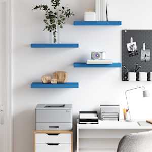 vidaXL P&oacute;łki ścienne, 4 szt., niebieskie, 50x23x3,8 cm, MDF