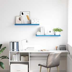 vidaXL Rafturi perete suspendate, 2 buc., albastru, 80x23,5x3,8 cm MDF