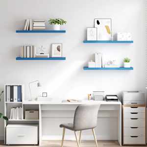 vidaXL Pakabinamos lentynos, 4vnt., mėlynos, 90x23,5x3,8cm, MDF