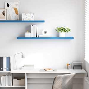 vidaXL Pakabinama sieninė lentyna, mėlyna, 120x23,5x3,8cm, MDF