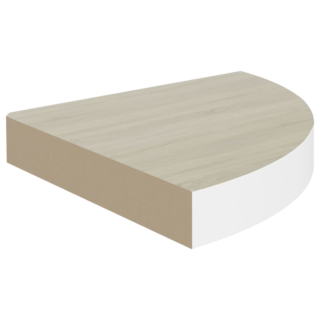 Image of vidaXL Wall Corner Shelf Oak and White 25x25x3.8 cm MDF