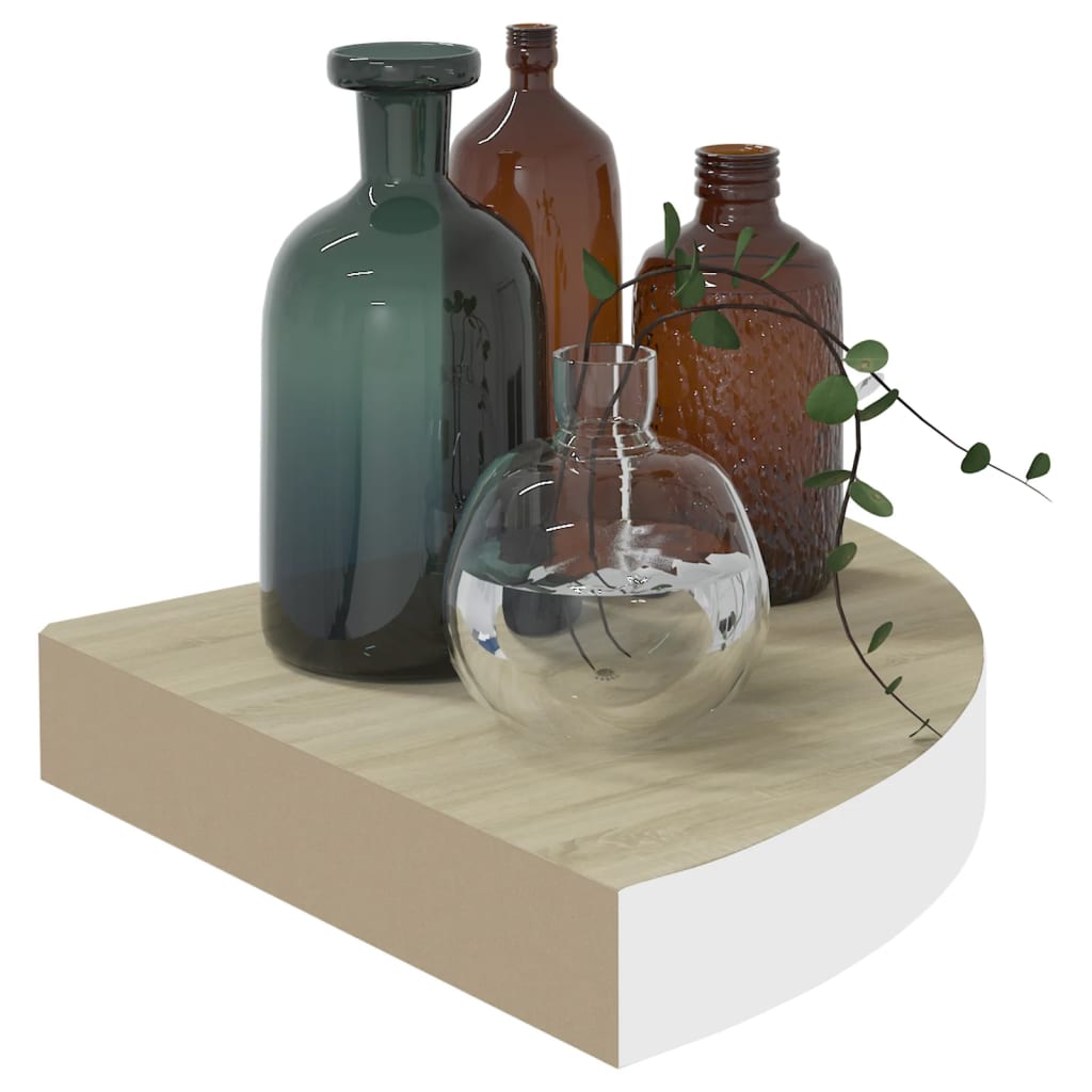 

vidaXL Hoekwandschappen 2 st 25x25x3,8 cm MDF eikenkleurig en wit