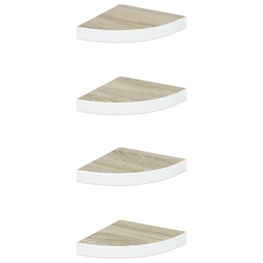 Thumbnail - vidaXL Eck-Schweberegale 4 Stk. Eichen-Optik und Weiß 25x25x3,8 cm MDF