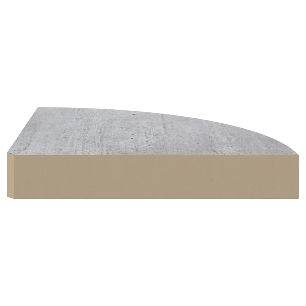 betonszürke MDF fali sarokpolc 25 x 25 x 3,8 cm