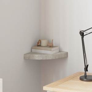 Kotna stenska polica betonsko siva 25x25x3,8 cm MDF