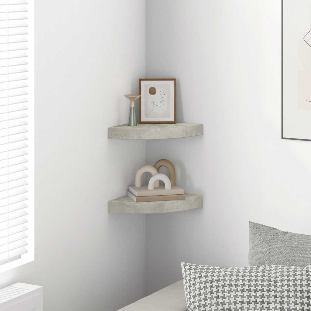 Thumbnail - vidaXL Eck-Schweberegale 2 Stk. Betongrau 25x25x3,8 cm MDF