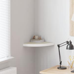 Kotna stenska polica barva hrasta in bela 35x35x3,8 cm MDF