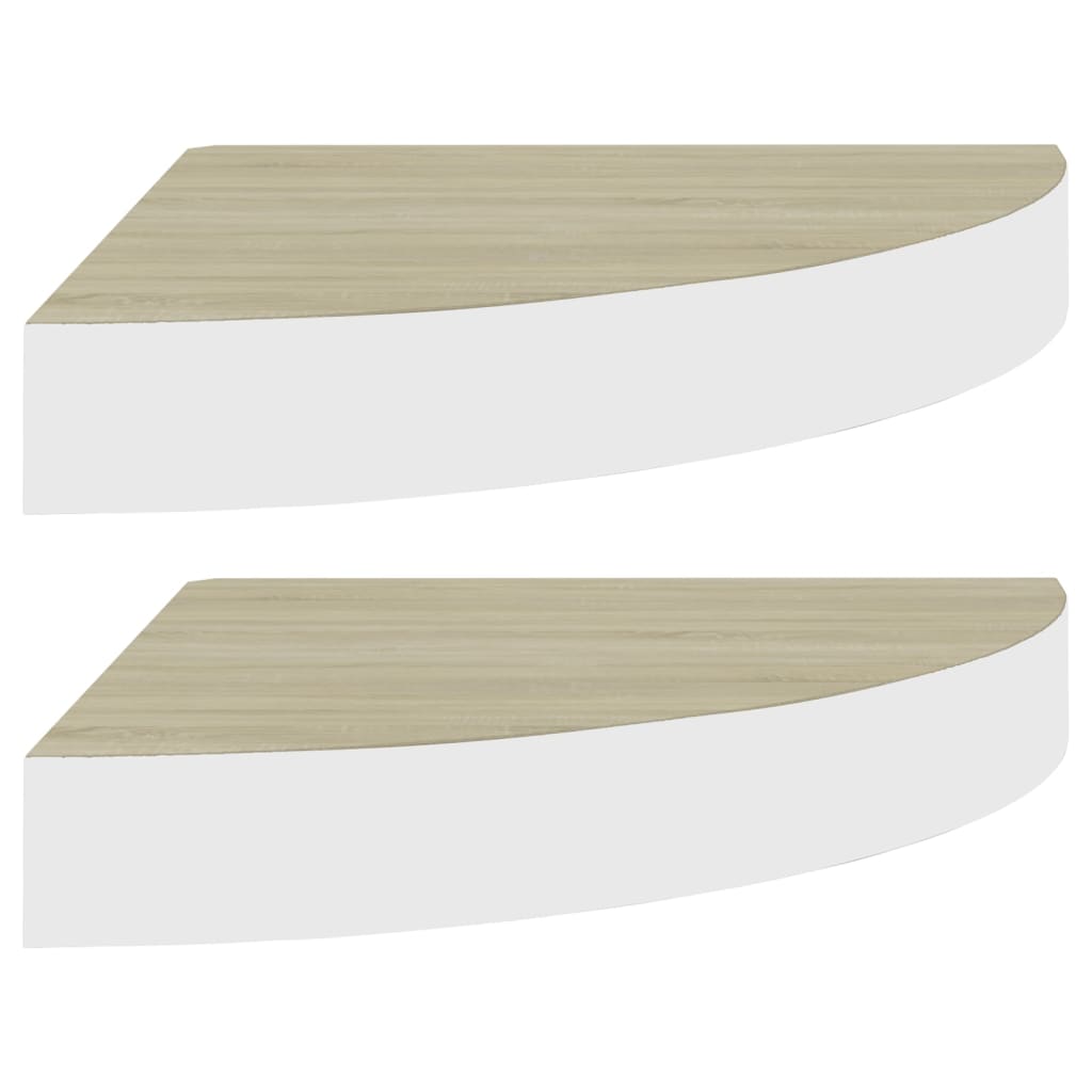 

vidaXL Wall Corner Shelves 2 pcs Oak and White 13.7"x13.7"x1.4" MDF