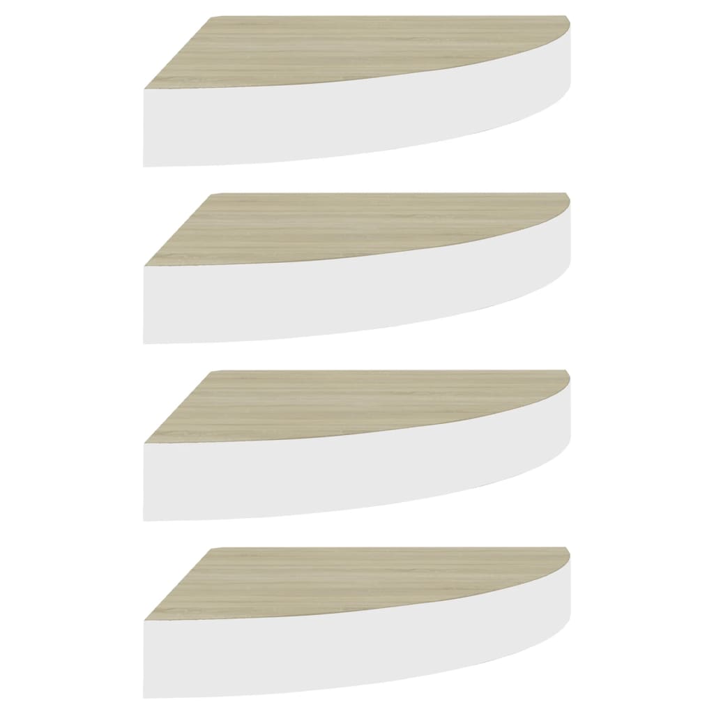 

vidaXL Wall Corner Shelves 4 pcs Oak and White 13.7"x13.7"x1.4" MDF