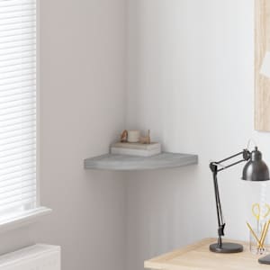 Kotna stenska polica betonsko siva 35x35x3,8 cm MDF