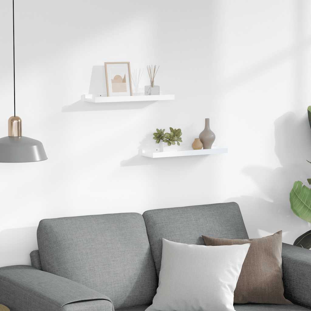 Thumbnail - vidaXL Wandregale 2 Stk. Hochglanz-Weiß 40x9x3 cm