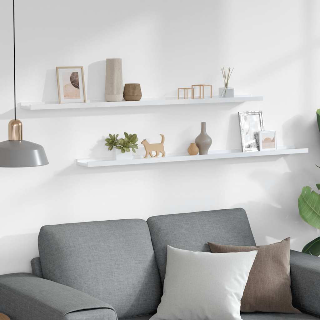 Thumbnail - vidaXL Wandregale 2 Stk. Hochglanz-Weiß 115x9x3 cm