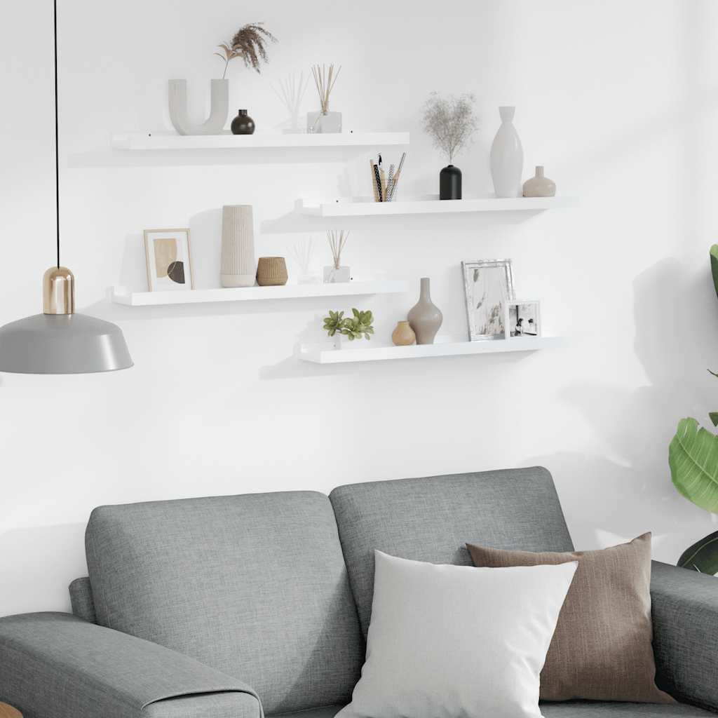 Thumbnail - vidaXL Wandregale 4 Stk. Hochglanz-Weiß 60x9x3 cm