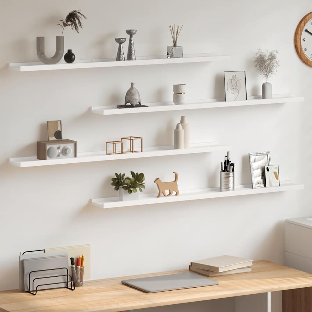 vidaXL Rafturi de perete, 4 buc., alb, 100x9x3 cm