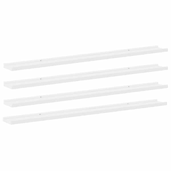 vidaXL seinariiulid, 4 tk, valge, 115 x 9 x 3 cm
