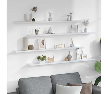 vidaXL Wall Shelves 4 pcs White 115x9x3 cm