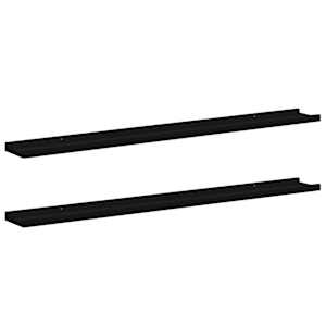 vidaXL seinariiulid, 2 tk, must, 100 x 9 x 3 cm