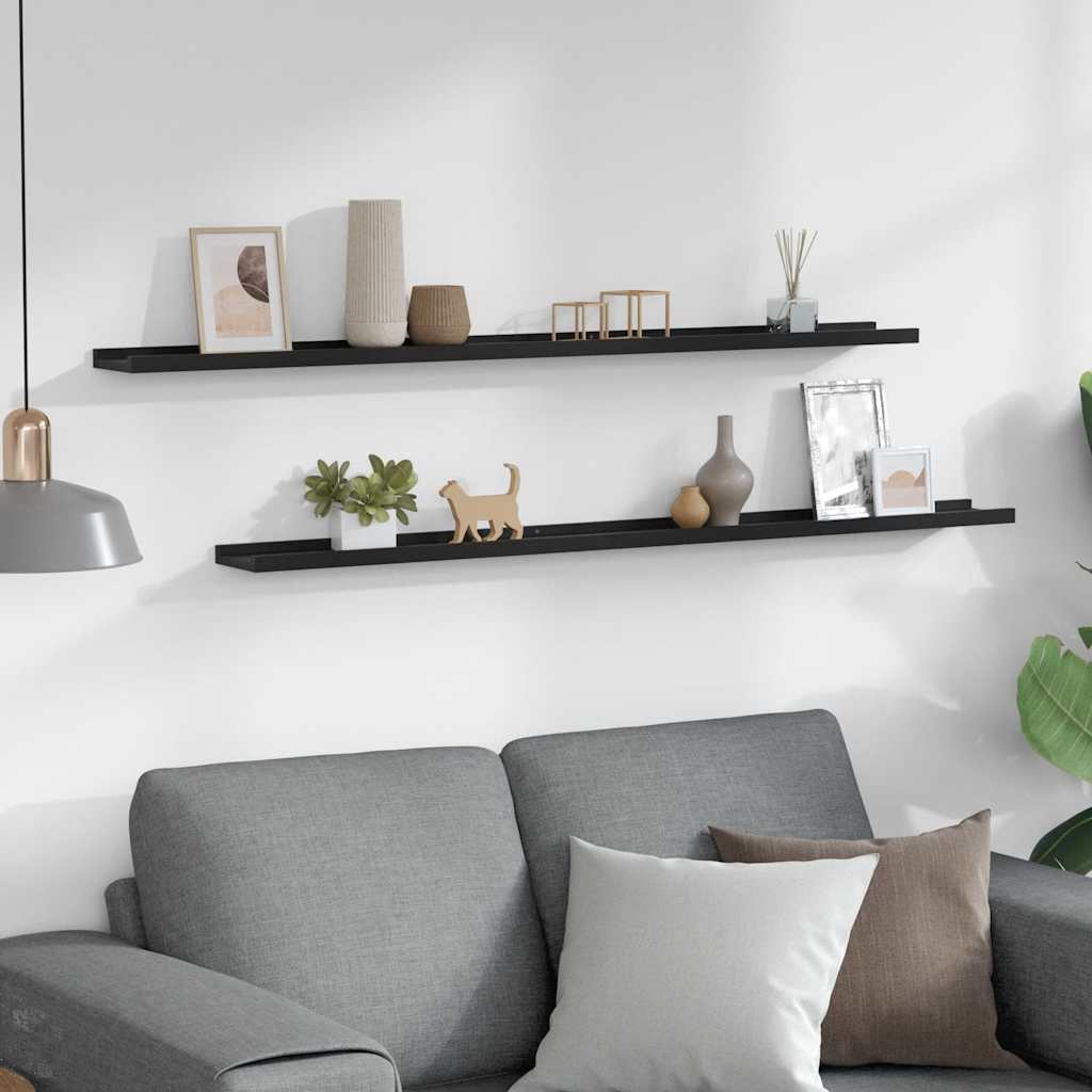 Thumbnail - vidaXL Wandregale 2 Stk. Schwarz 115x9x3 cm