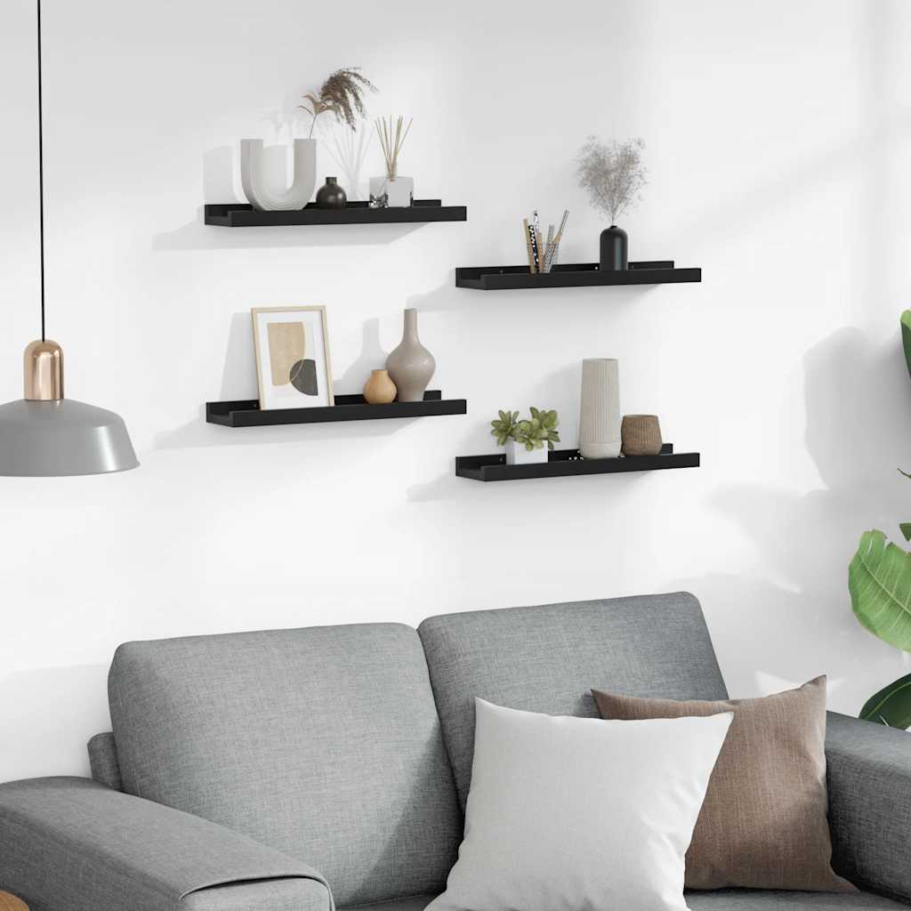 Thumbnail - vidaXL Wandregale 4 Stk. Schwarz 40x9x3 cm