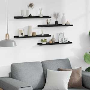 Nástěnné police 4 ks černé 60 x 9 x 3 cm - obrázek 3