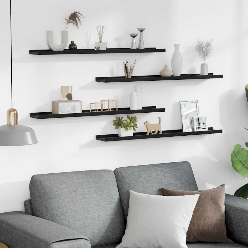 Thumbnail - vidaXL Wandregale 4 Stk. Schwarz 80x9x3 cm