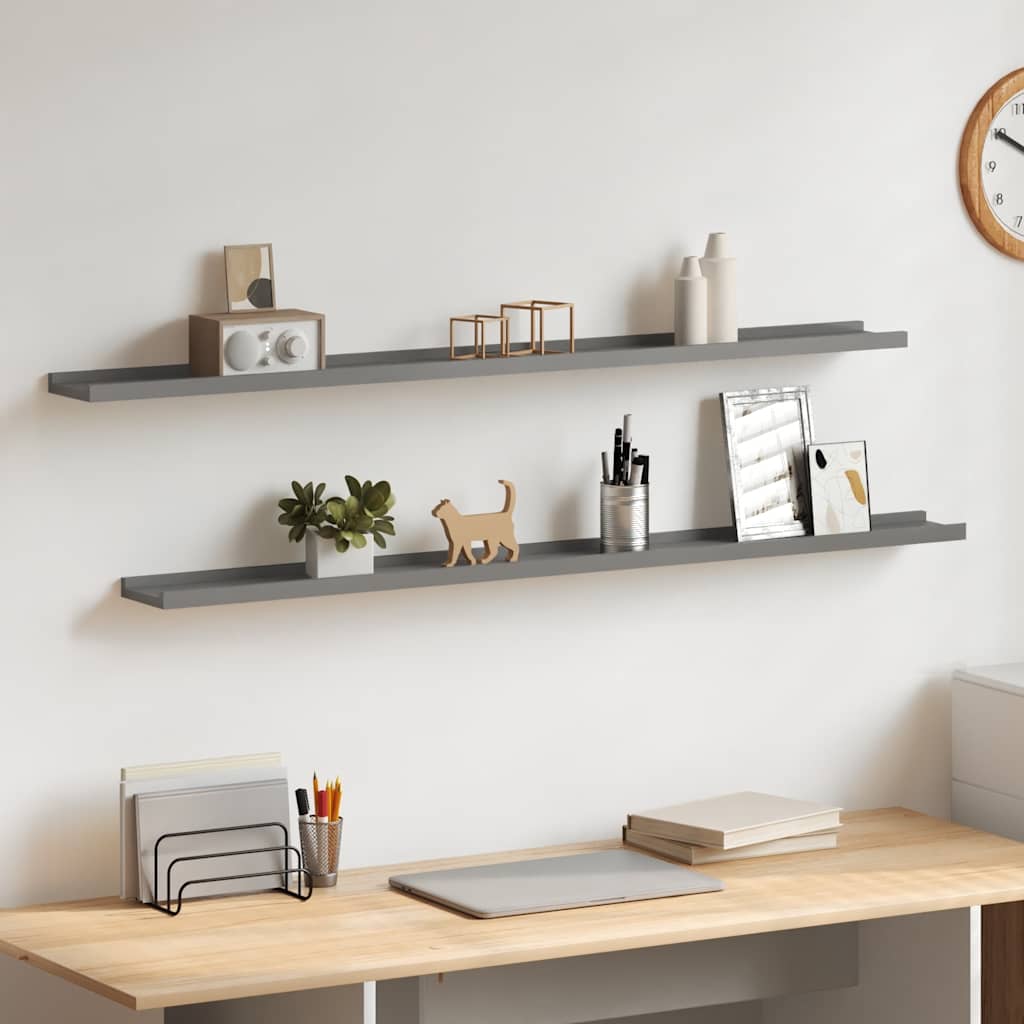 vidaXL Rafturi de perete, 2 buc., gri, 115x9x3 cm