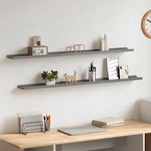 Stenska polica 2 kosa siva 115x9x3 cm