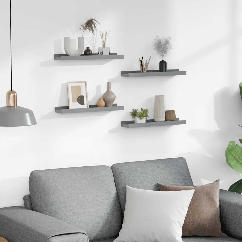 Thumbnail - vidaXL Wandregale 4 Stk. Grau 40x9x3 cm