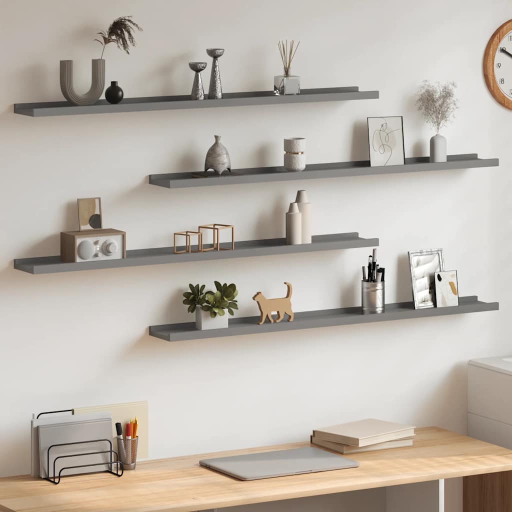 vidaXL Wandregale 4 Stk. Grau 100x9x3 cm