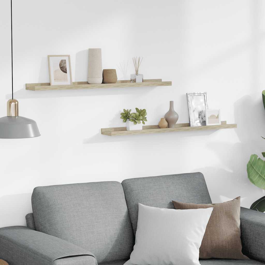 Thumbnail - vidaXL Wandregale 2 Stk. Sonoma-Eiche 80 x 9 x 3 cm