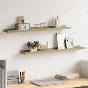 Stenske police 2 kosa sonoma hrast 80x9x3 cm