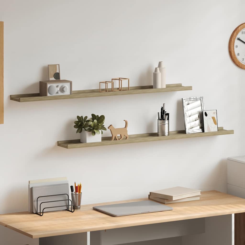vidaXL Wandregale 2 Stk. Sonoma-Eiche 100x9x3 cm