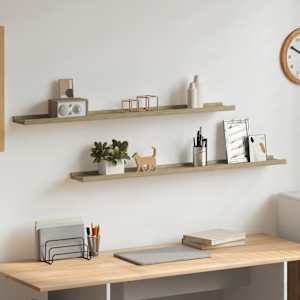 Stenske police 2 kosa sonoma hrast 100x9x3 cm