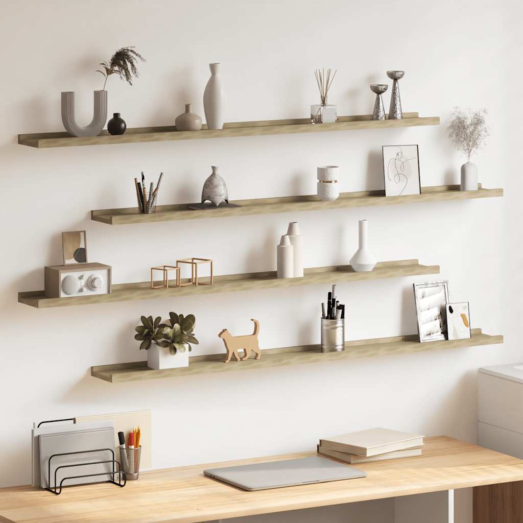 vidaXL Rafturi de perete, 4 buc., stejar sonoma, 115x9x3 cm