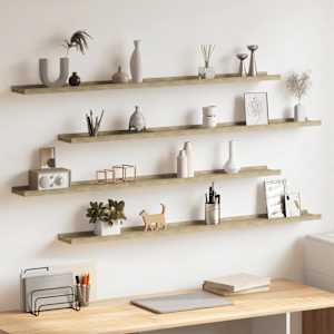 Stenske police 4 kosi sonoma hrast 115x9x3 cm