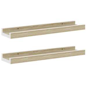 vidaXL seinariiulid, 2 tk, valge ja Sonoma tamm, 40 x 9 x 3 cm