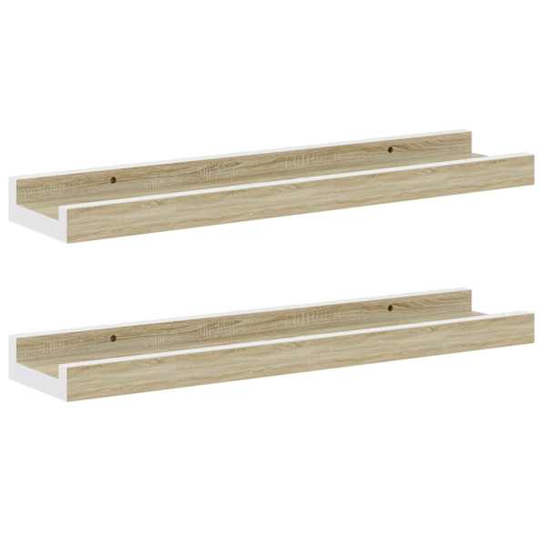 vidaXL seinariiulid, 2 tk, valge ja Sonoma tamm, 40 x 9 x 3 cm