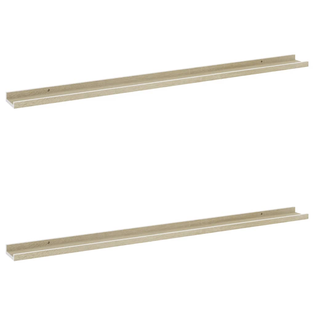 

vidaXL Wall Shelves 2 pcs White and Sonoma Oak 45.3"x3.5"x1.2"