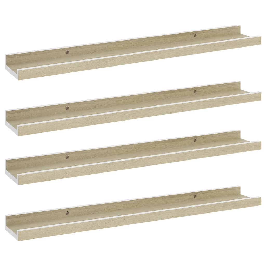 

vidaXL Wall Shelves 4 pcs White and Sonoma Oak 23.6"x3.5"x1.2"